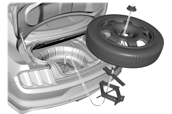 Removing Lug Wrench, Spare Tire and Jack