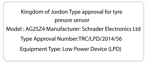 Radio Frequency Certification for Jordon - Tire Pressure Monitoring System