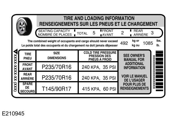 Tire and Loading Information