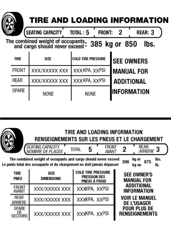 Tire and Loading Information