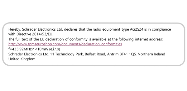 Radio Frequency Certification for European Union - Tire Pressure Monitoring System