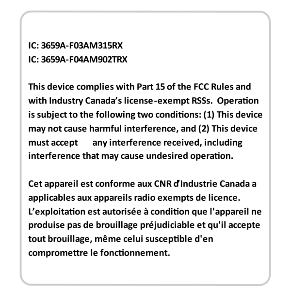 Radio Frequency Certification for Canada - Transceiver Module